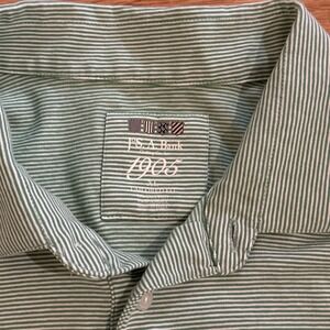 Jos A Bank 1905 Men's Polo Shirt Green‎ Striped XL Tailored Fit Stretch Preppy